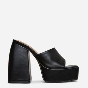 EMERSON SQUARE PEEP TOE STATEMENT PLATFORM BLOCK HEEL MULE